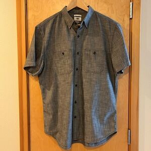Old Navy Slim Fit Short Sleeve Button Down Shirt Large Gray Chambray Workwear
